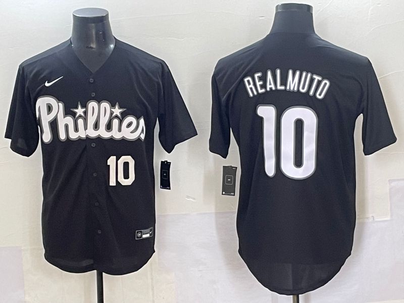 Men 2025 Philadelphia Phillies #10 Realmuto Black Fashion Nike MLB Jersey style 7093